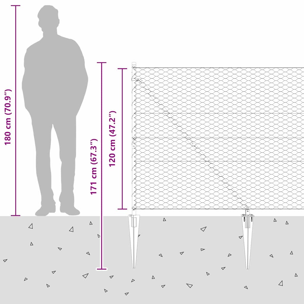 Heksagonalna ograda s stubom 10 x 1,2 m Čelik premazan PVC-om