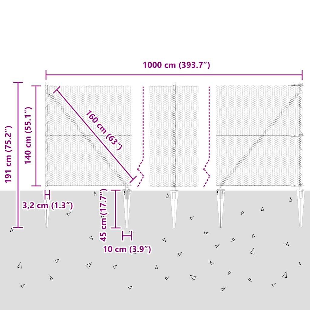 Heksagonalna ograda s stubom 10 x 1,4 m Čelik premazan PVC-om