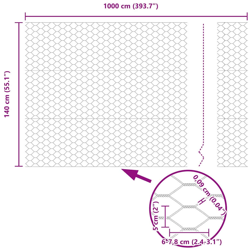 Heksagonalna ograda s stubom 10 x 1,4 m Čelik premazan PVC-om