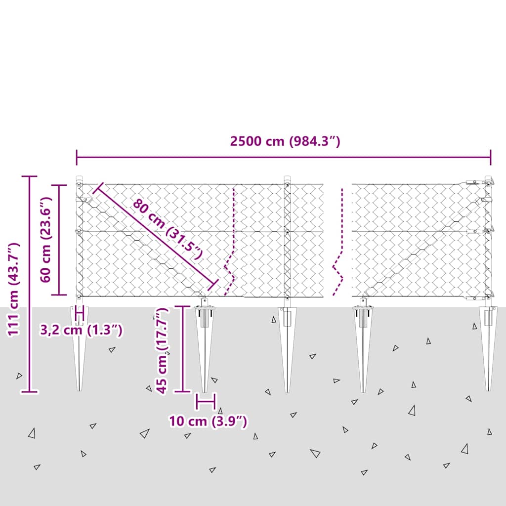 Heksagonalna ograda s stubom 25 x 0,6 m Čelik premazan PVC-om