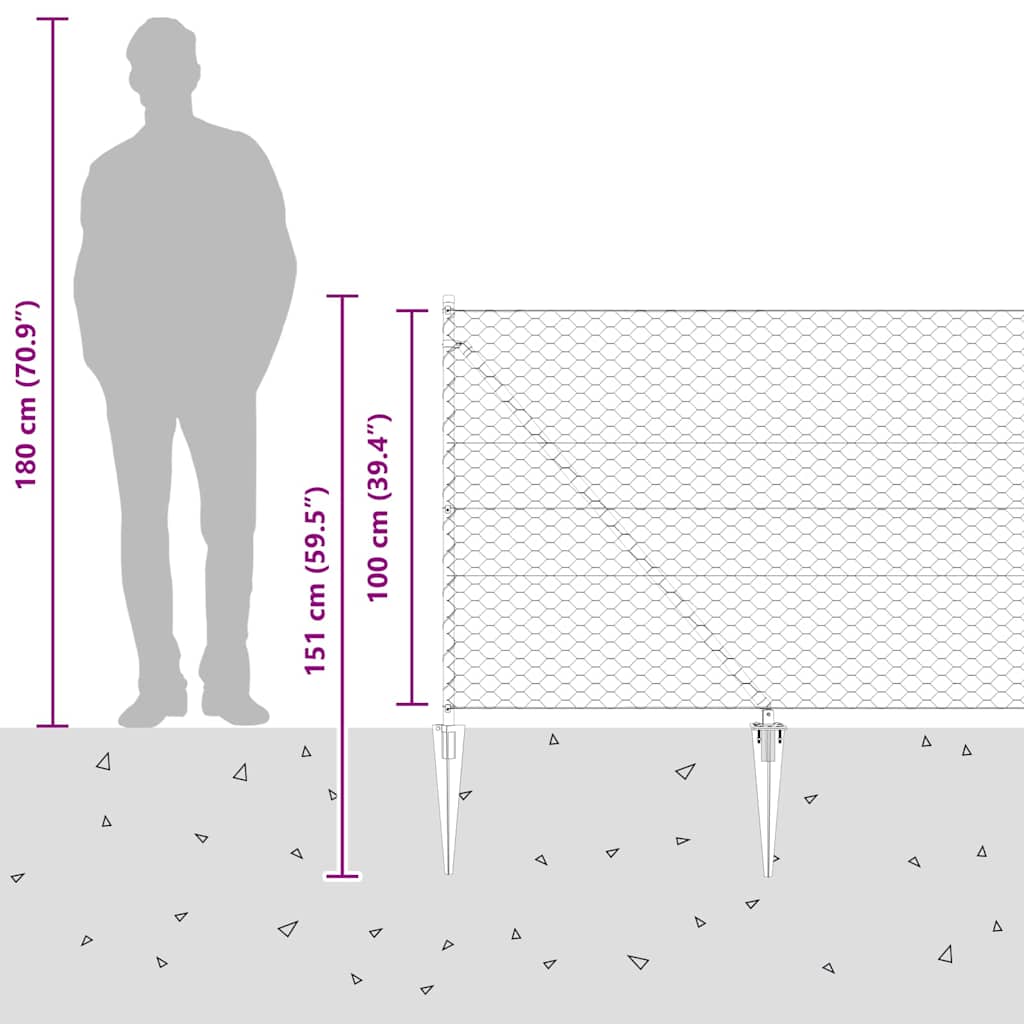 Heksagonalna ograda s stubom 25 x 1 m Čelik premazan PVC-om