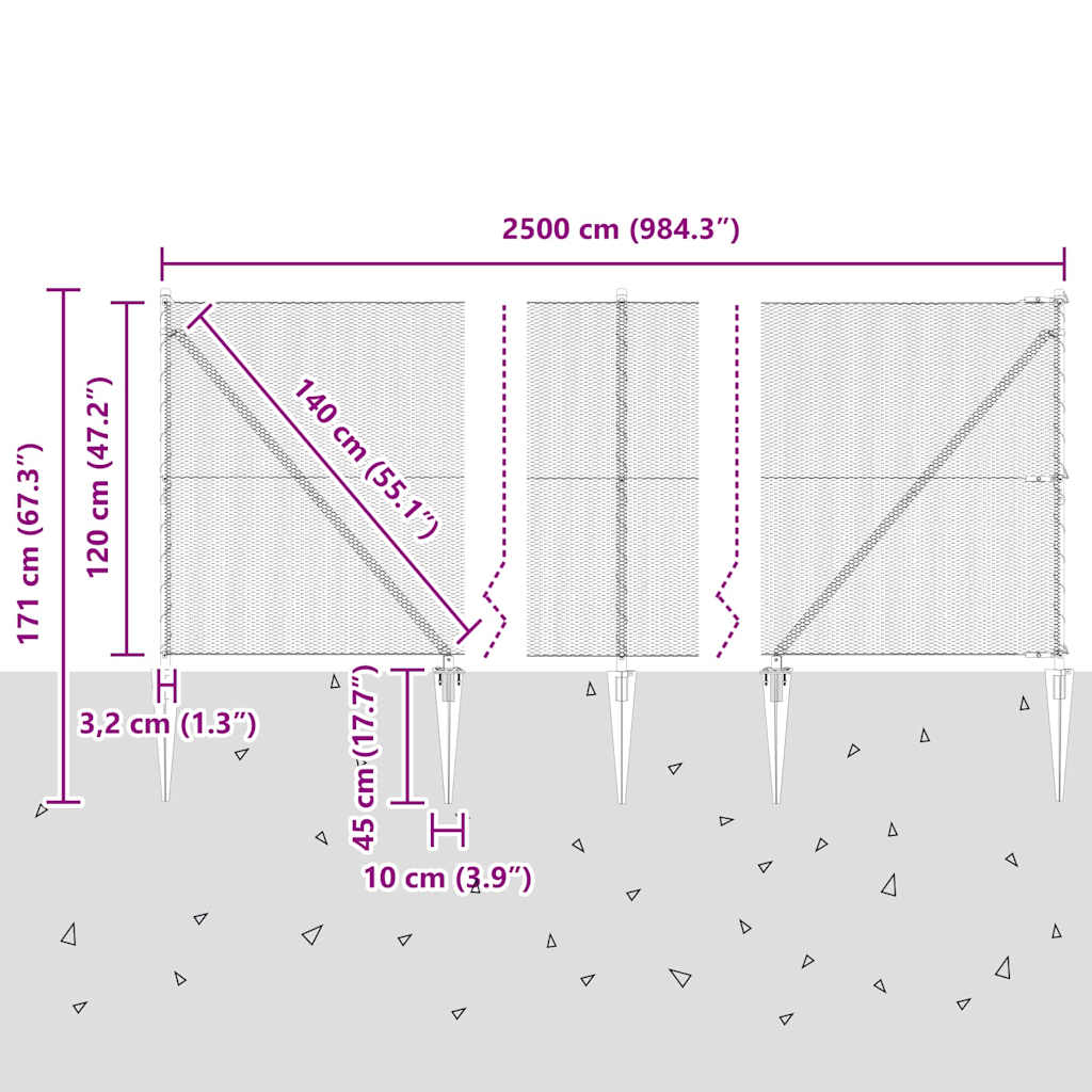 Heksagonalna ograda s stubom 25 x 1,2 m Čelik premazan PVC-om