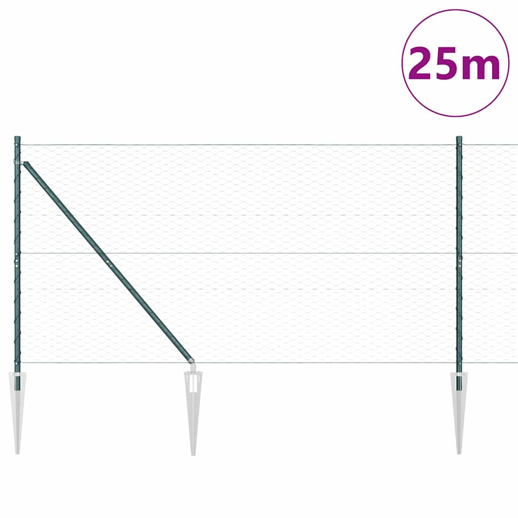 Heksagonalna ograda s stubom 25 x 1,2 m Čelik premazan PVC-om