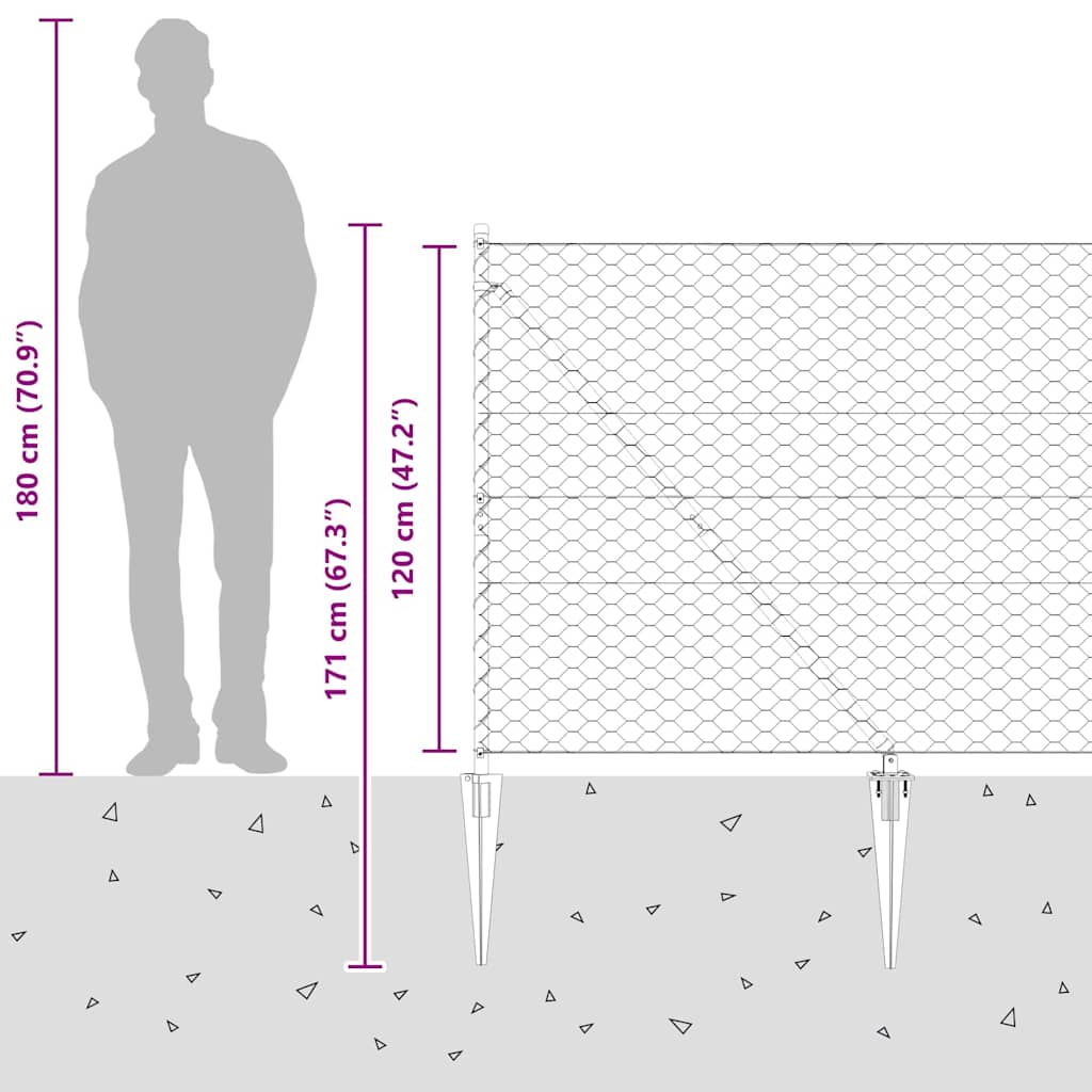 Heksagonalna ograda s stubom 25 x 1,2 m Čelik premazan PVC-om