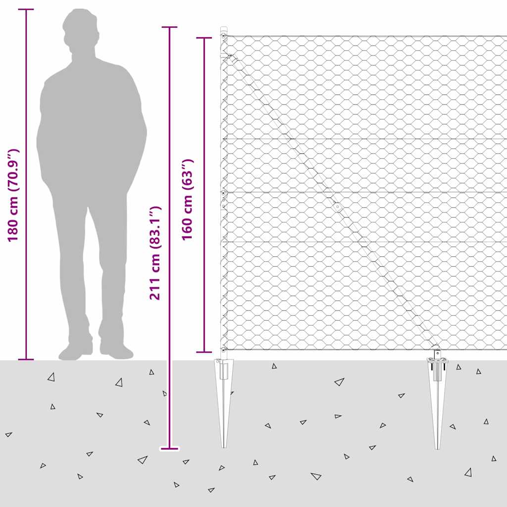 Heksagonalna ograda s stubom 25 x 1,6 m Čelik premazan PVC-om