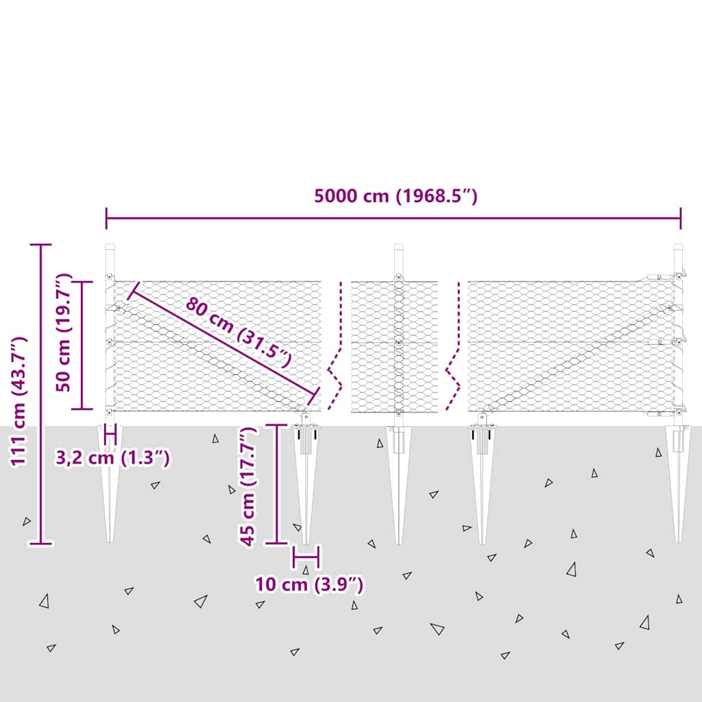 Zavareno žičano ograđivanje s bodljama 50 x 0,5 m (Š x V)