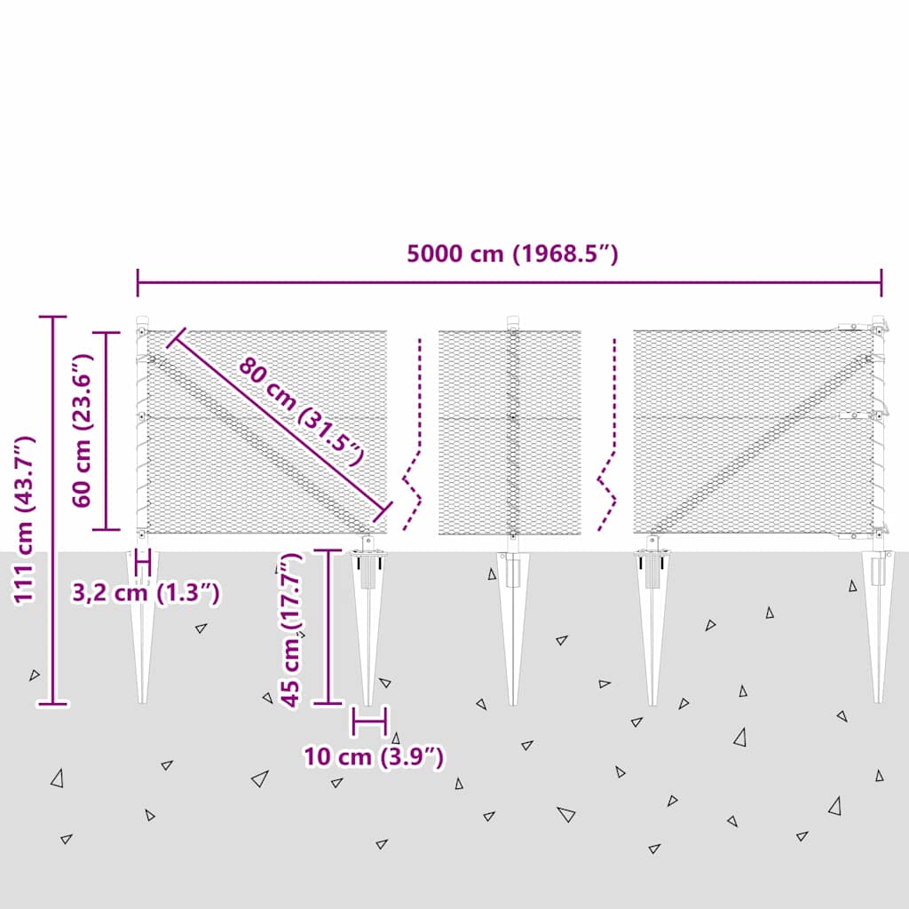 Zavareno žičano ograđivanje s bodljama 50 x 0,6 m (Š x V)