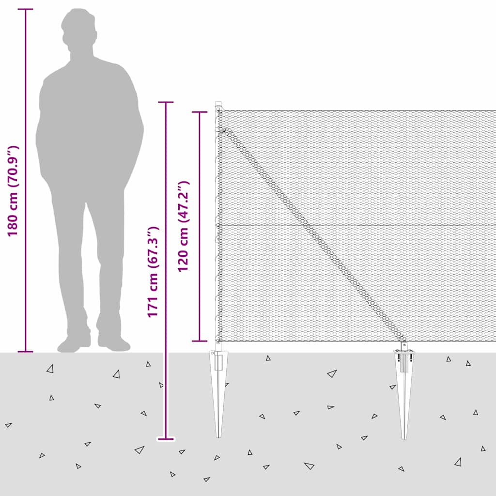 Heksagonalna ograda s stubom 50 x 1,2 m Čelik premazan PVC-om