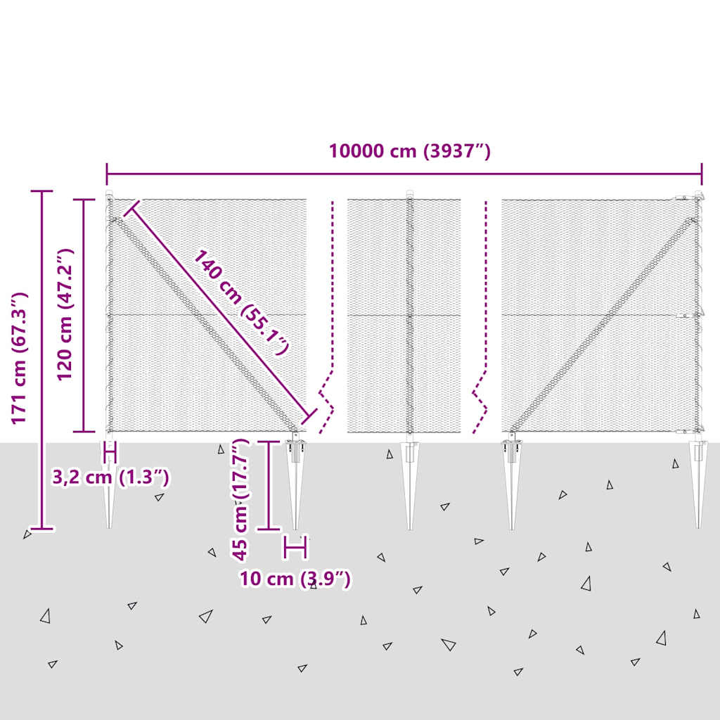 Heksagonalna ograda s stubom 100 x 1,2 m Čelik premazan PVC-om