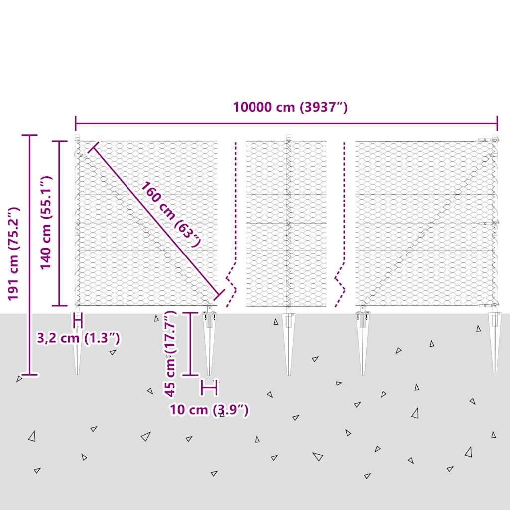 Zavareno žičano ograđivanje s bodljama 100 x 1,4 m (Š x V)
