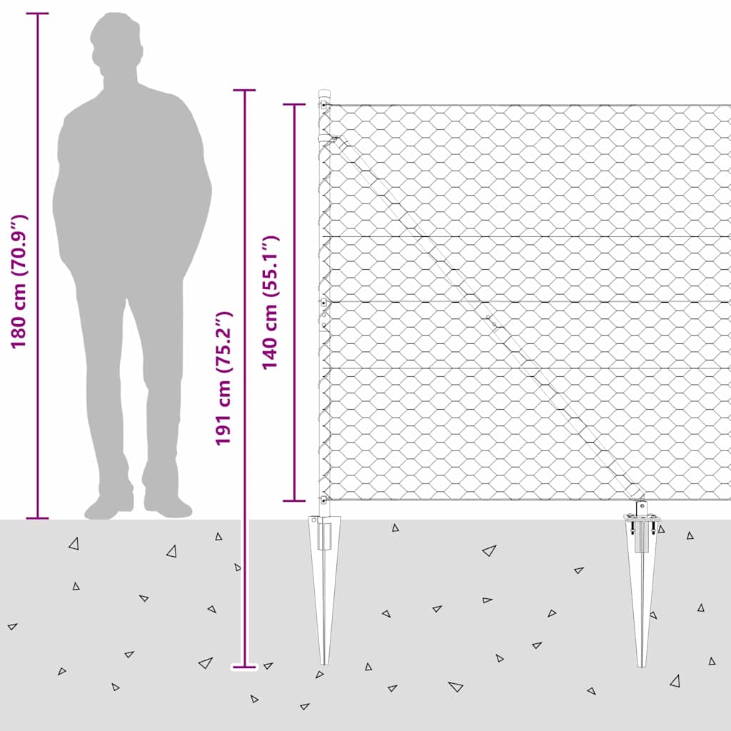 Heksagonalna ograda s stubom 100 x 1,4 m Čelik premazan PVC-om