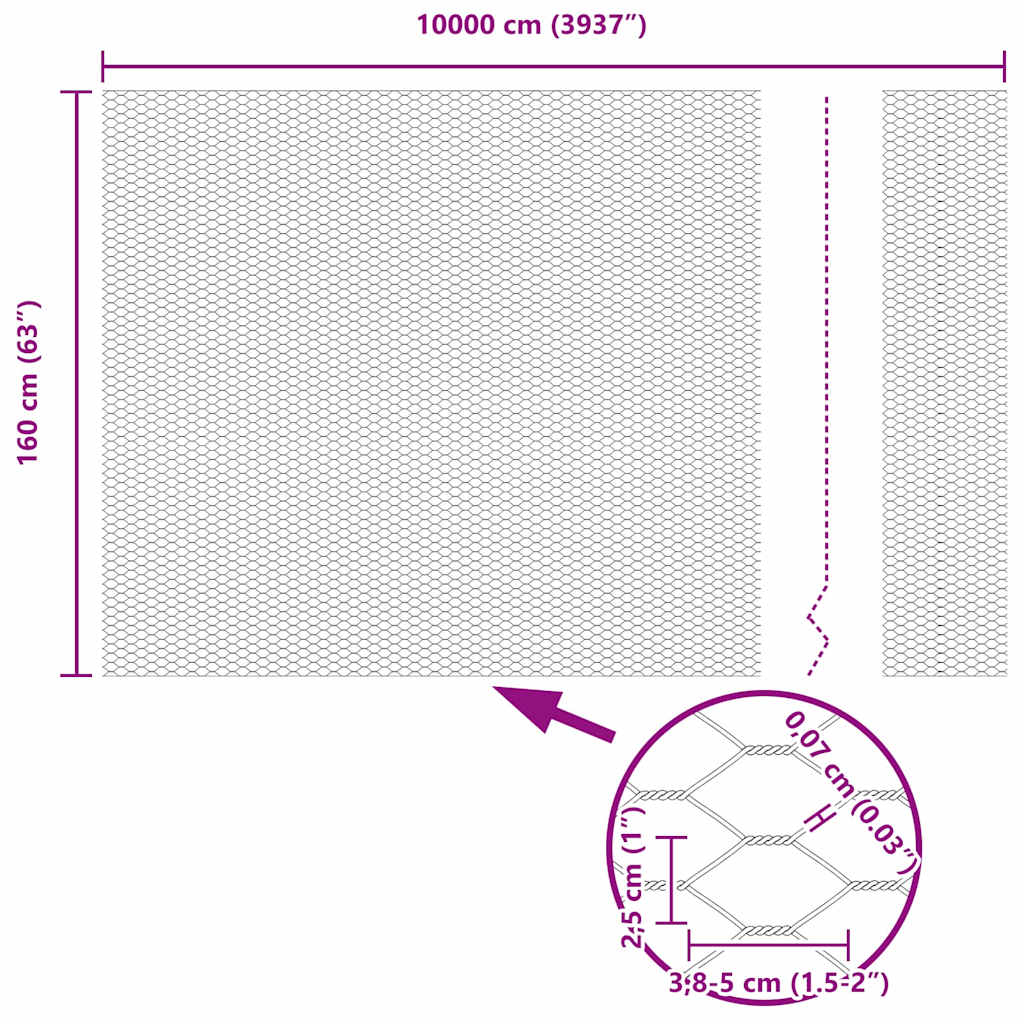 Heksagonalna ograda s stubom 100 x 1,6 m Čelik premazan PVC-om