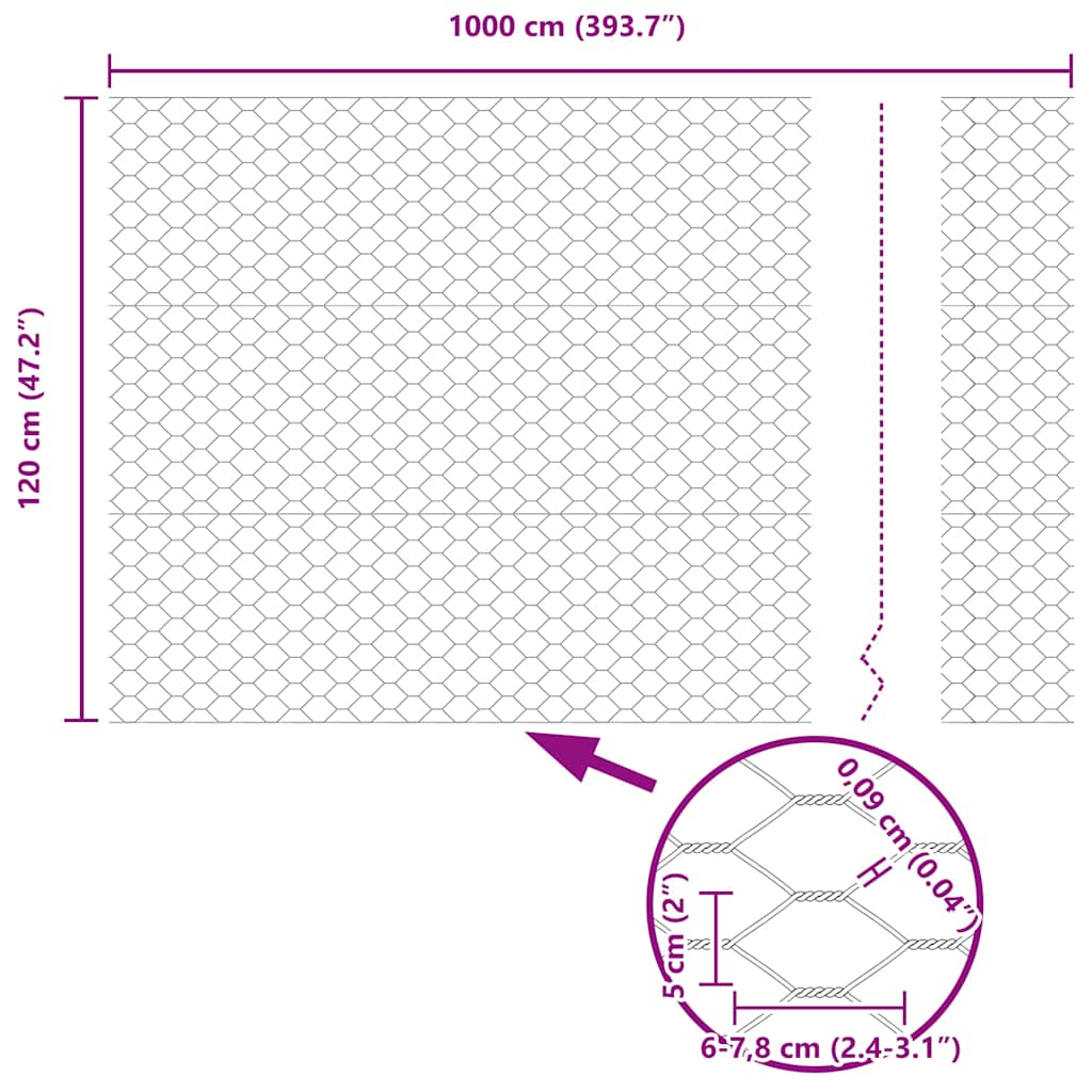 Heksagonalna ograda s stubom 10 x 1,2 m Čelik premazan PVC-om