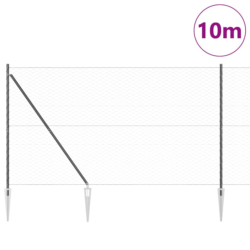 Heksagonalna ograda s stubom 10 x 1,5 m Čelik premazan PVC-om