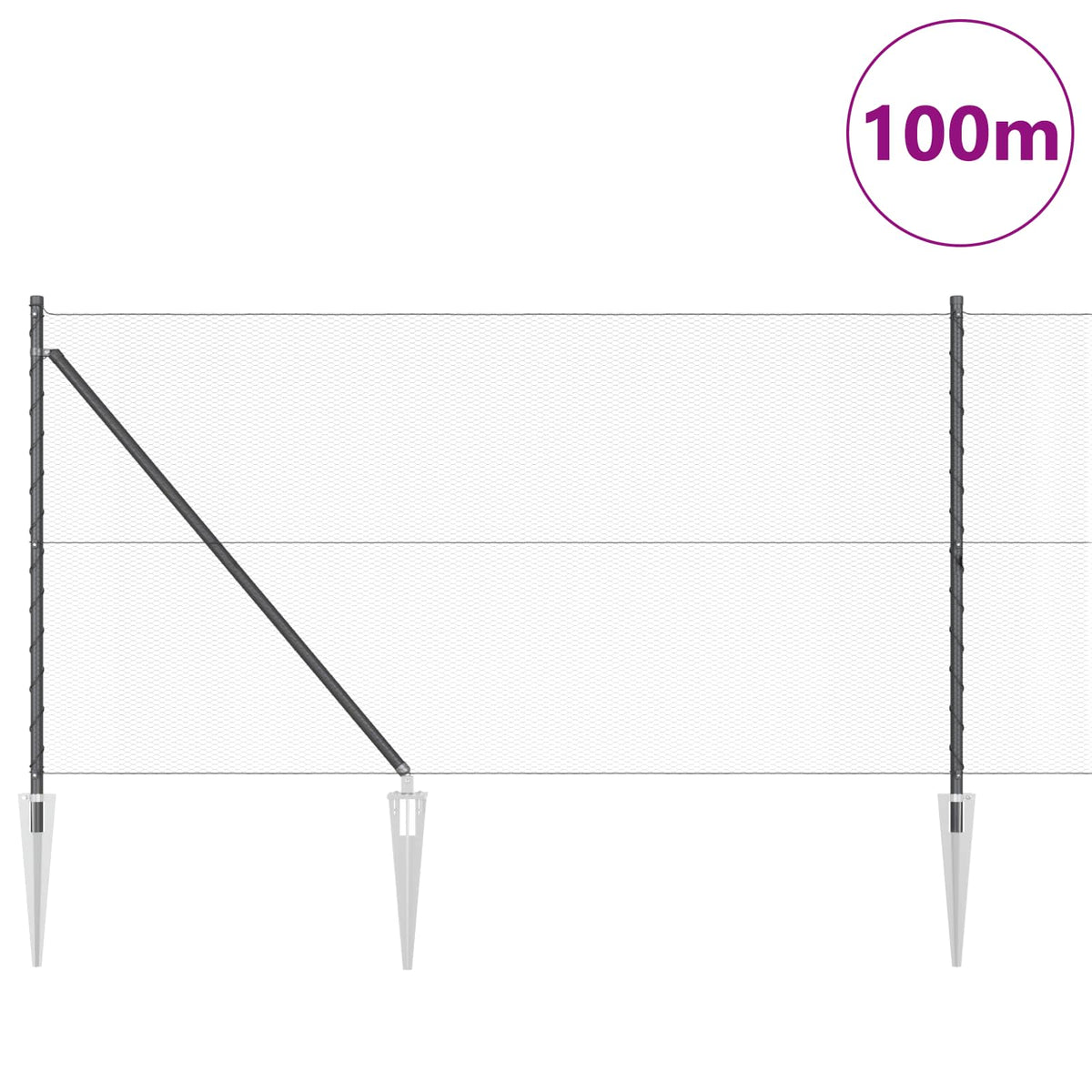 Heksagonalna ograda s stubom 100 x 1 m Čelik premazan PVC-om