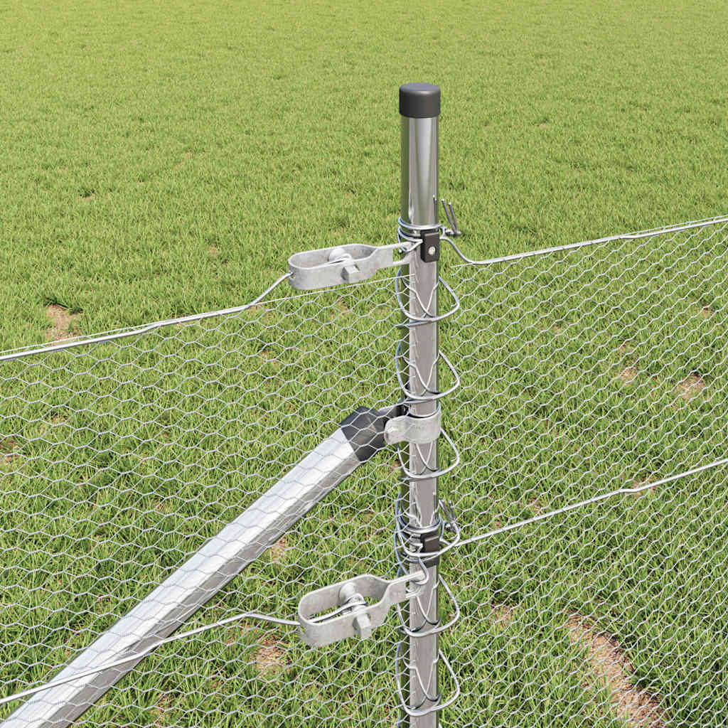 Heksagonalna ograda s stubom 10 x 0,4 m Pocinčani čelik Srebrna