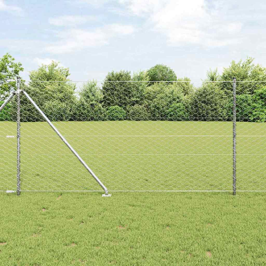 Heksagonalna ograda s stubom 25 x 1,4 m Pocinčani čelik Srebrna