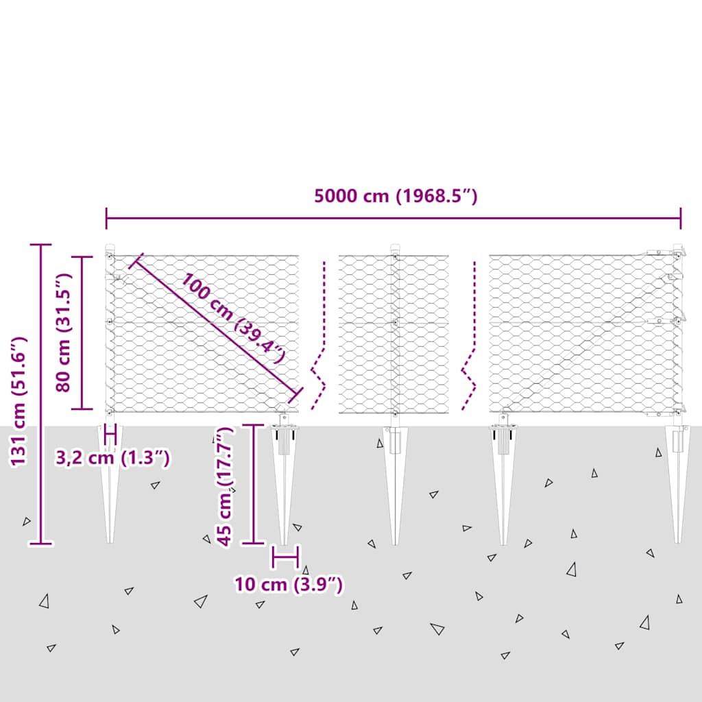 Zavareno žičano ograđivanje s bodljama 50 x 0,8 m (Š x V)