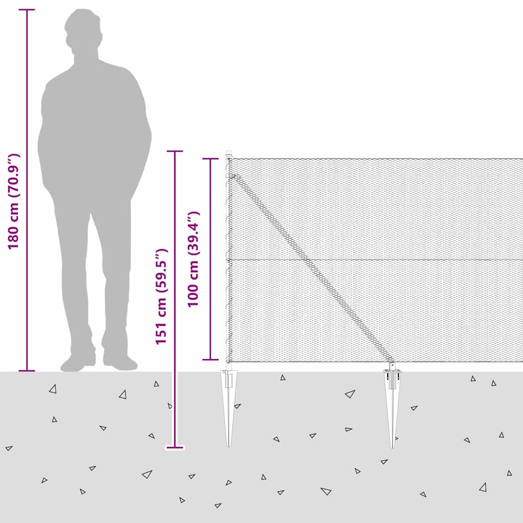 Heksagonalna ograda s stubom 50 x 1 m Pocinčani čelik Srebrna