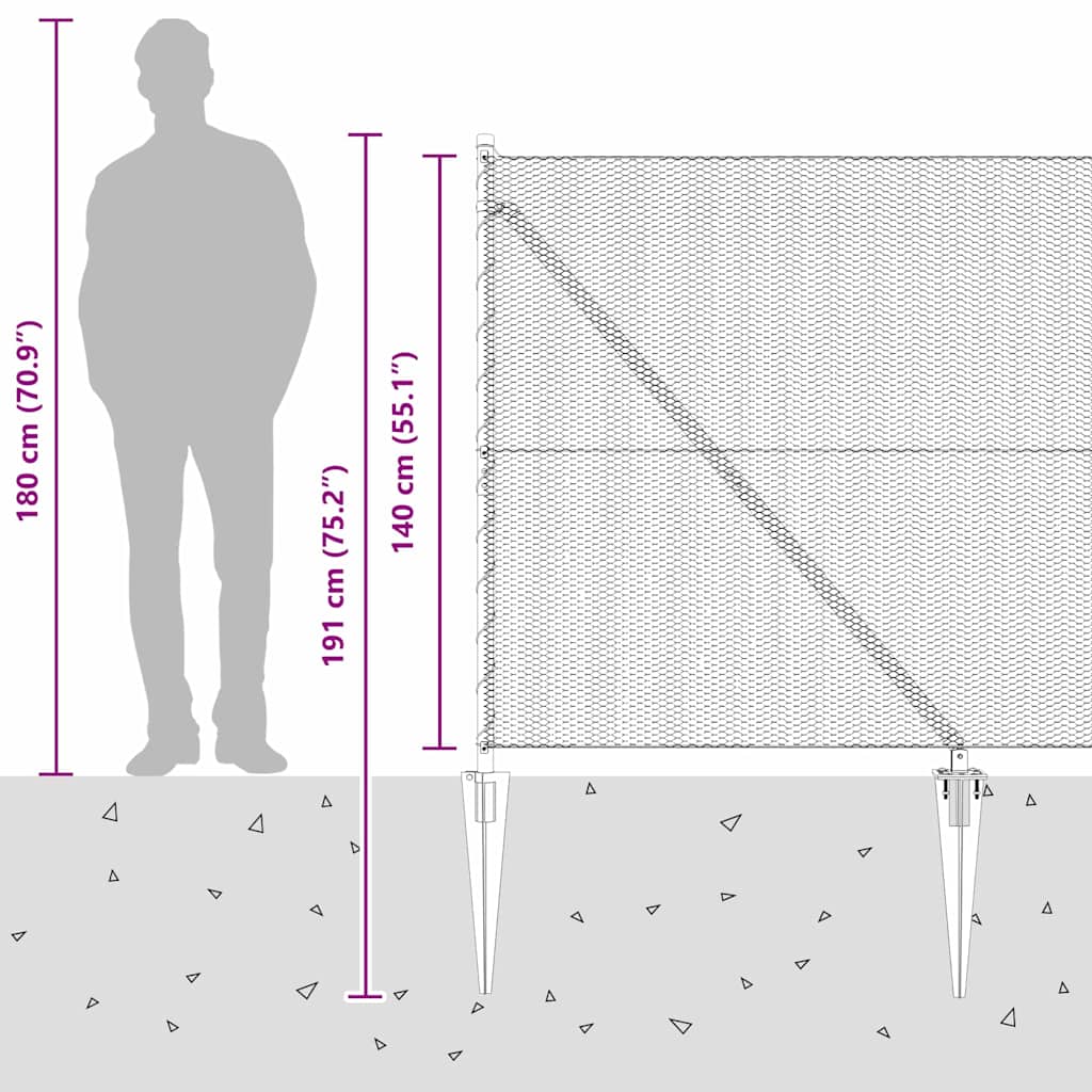 Heksagonalna ograda s stubom 50 x 1,4 m Pocinčani čelik Srebrna