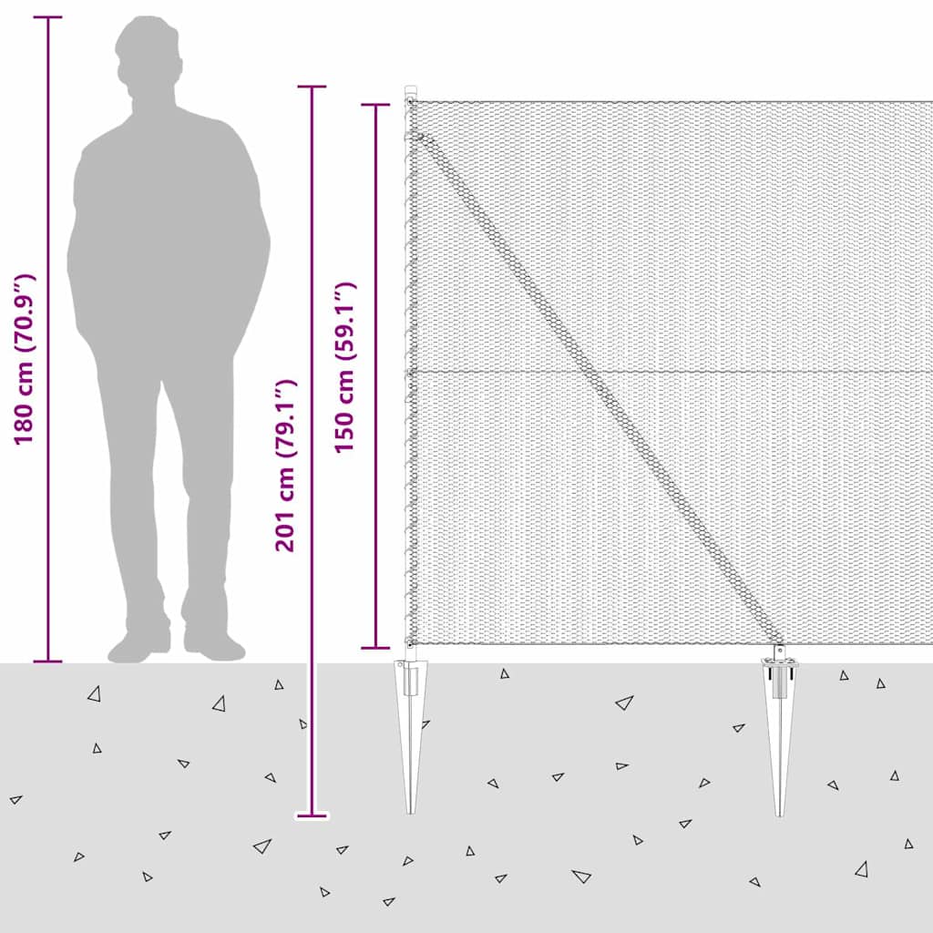 Heksagonalna ograda s stubom 50 x 1,5 m Pocinčani čelik Srebrna