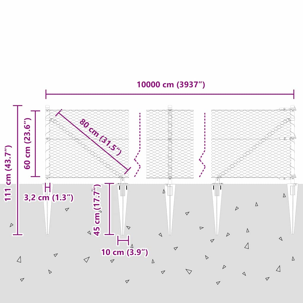 Zavareno žičano ograđivanje s bodljama 100 x 0,6 m (Š x V)