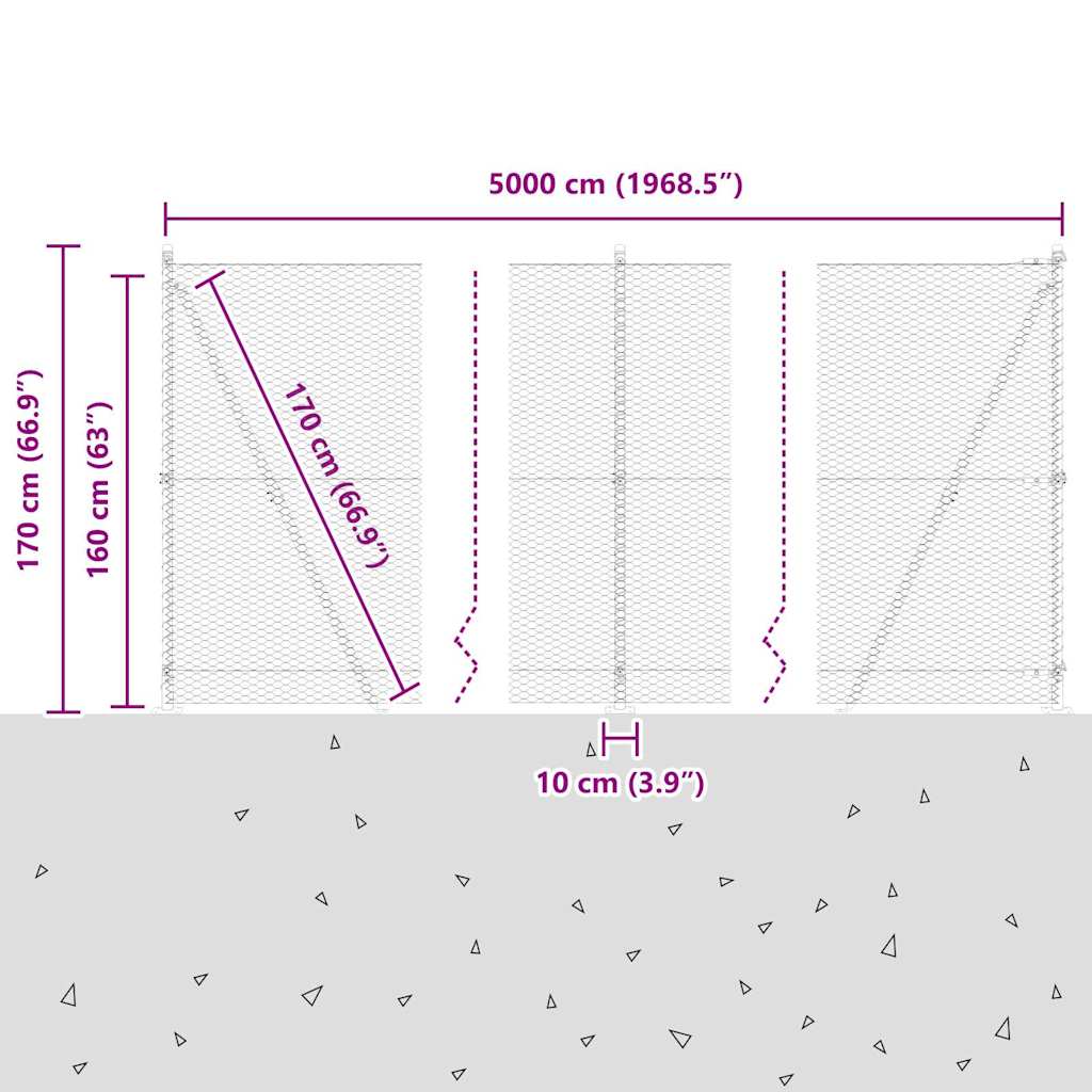 Heksagonalna ograda s betonskom osnovom 50 x 1,6 m Zelena Mreža