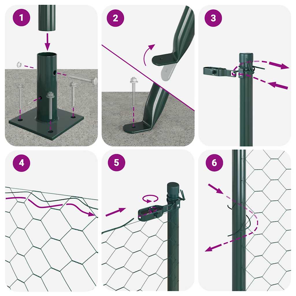 Heksagonalna ograda s betonskom osnovom 100 x 1,4 m Zelena