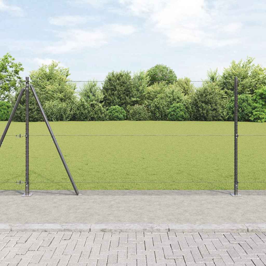 Heksagonalna ograda s betonskom osnovom 10 x 1,2 m Siva Mreža