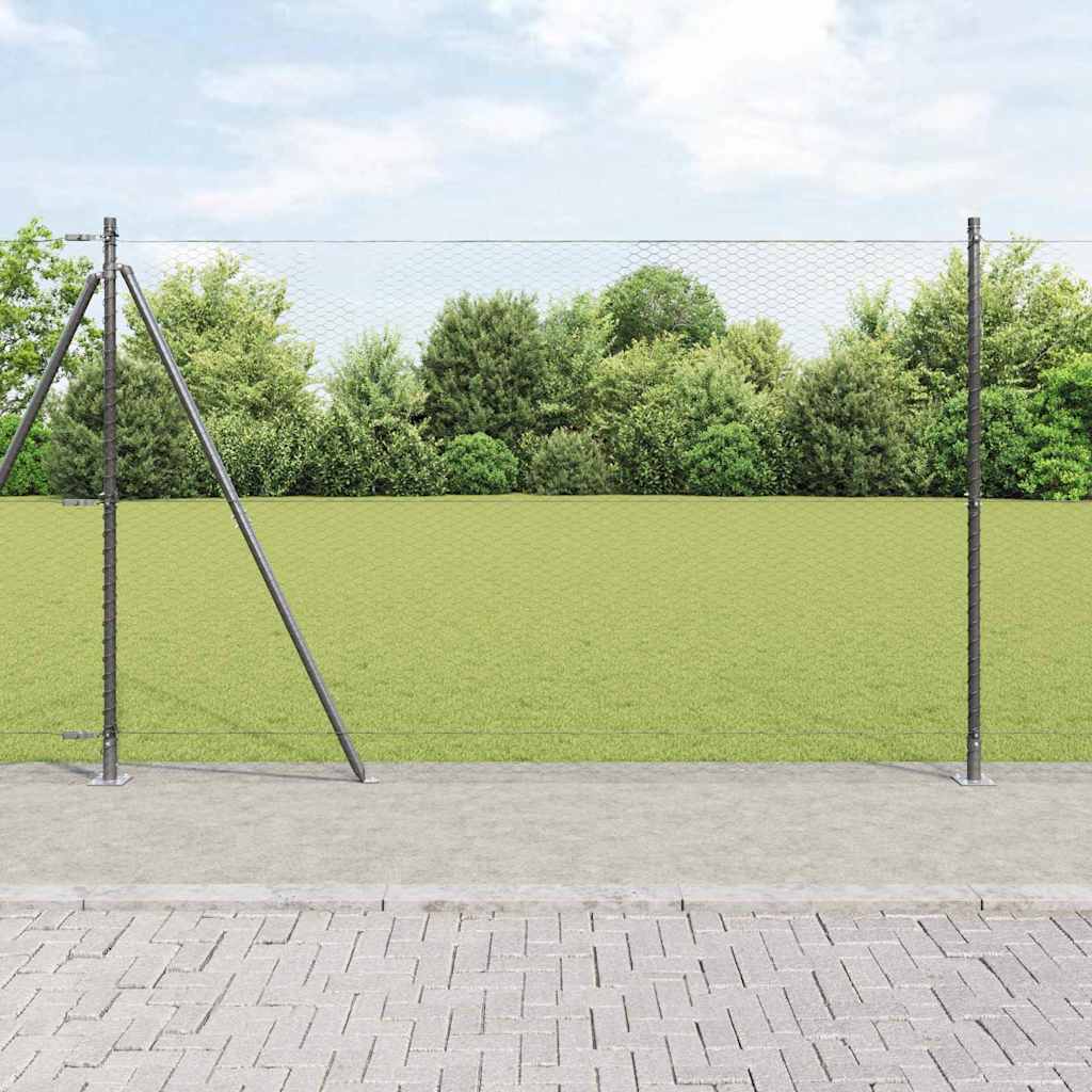Heksagonalna ograda s betonskom osnovom 10 x 1,5 m Siva Mreža