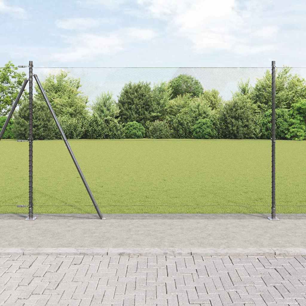 Heksagonalna ograda s betonskom osnovom 10 x 1,6 m Siva Mreža