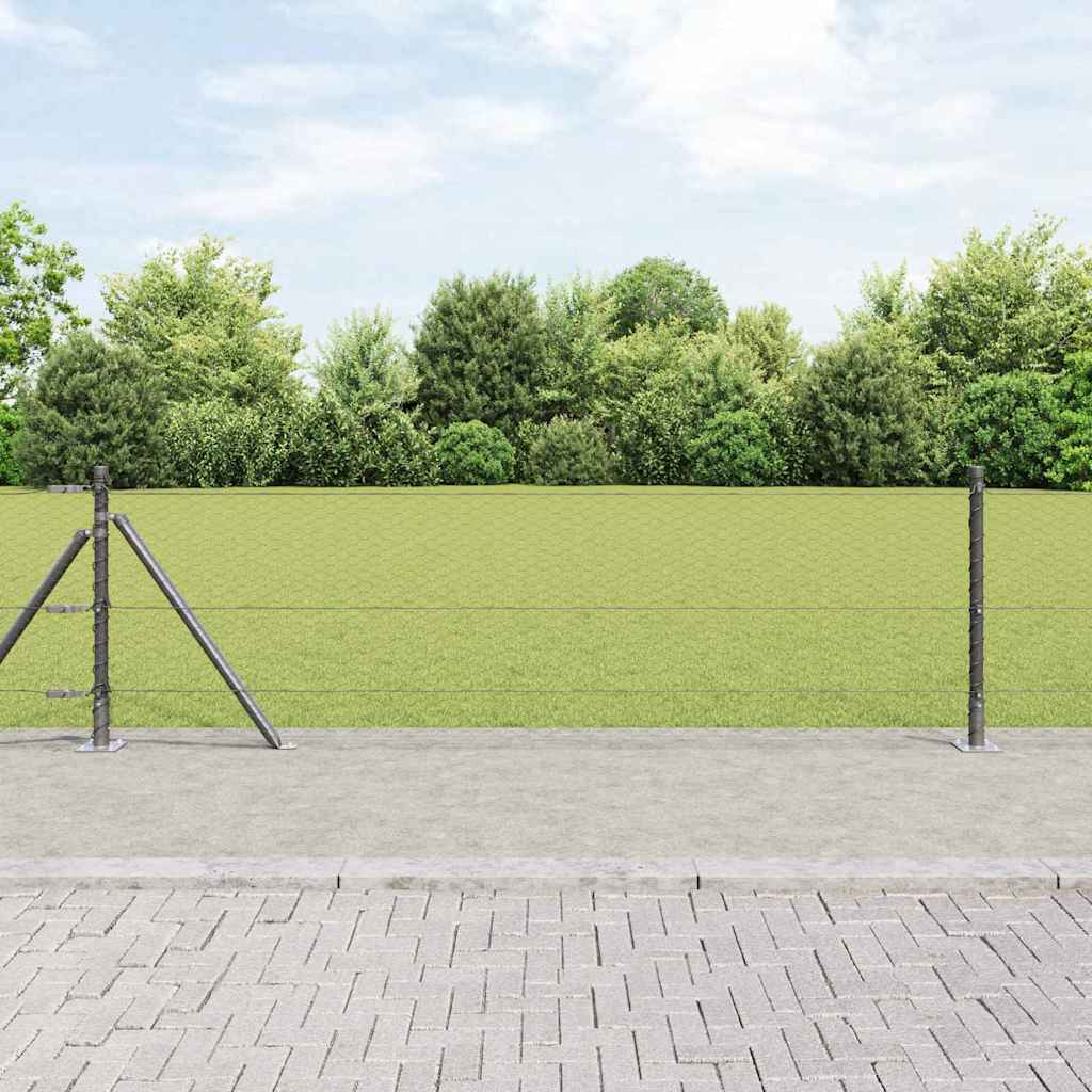 Heksagonalna ograda s betonskom osnovom 25 x 0,5 m Siva Mreža