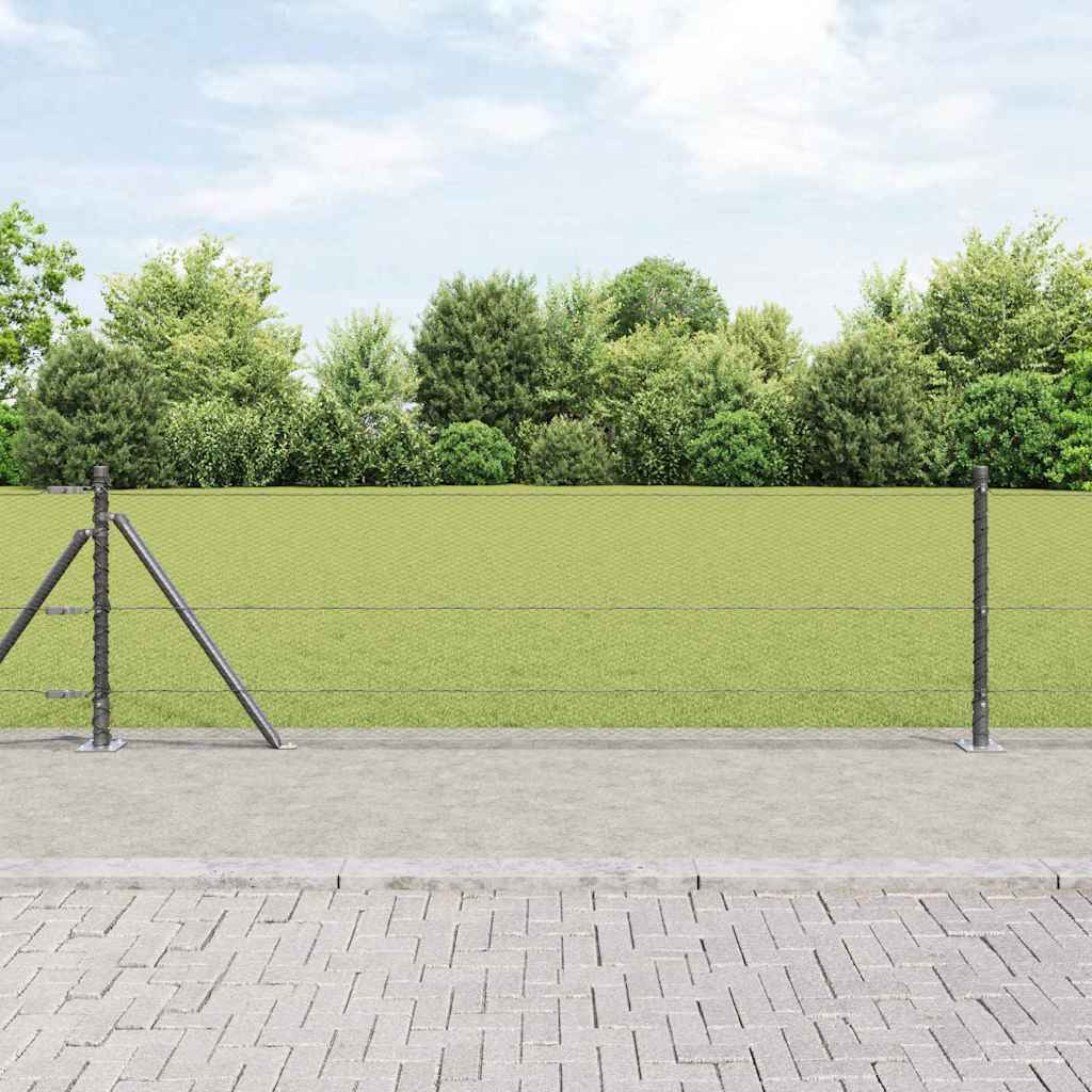 Heksagonalna ograda s betonskom osnovom 25 x 0,6 m Siva Mreža