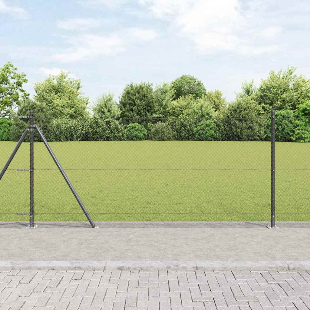 Heksagonalna ograda s betonskom osnovom 25 x 0,8 m Siva Mreža