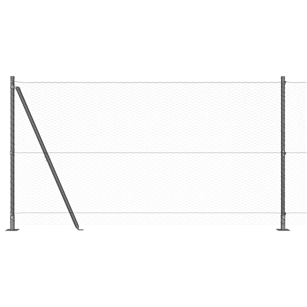 Heksagonalna ograda s betonskom osnovom 50 x 1,2 m Siva Mreža