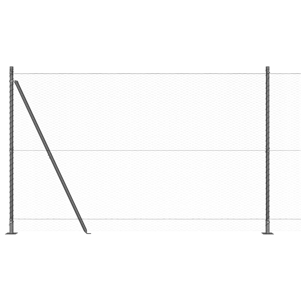 Heksagonalna ograda s betonskom osnovom 50 x 1,6 m Siva Mreža