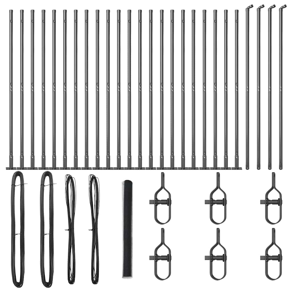 Heksagonalna ograda s betonskom osnovom 50 x 1,6 m Siva Mreža
