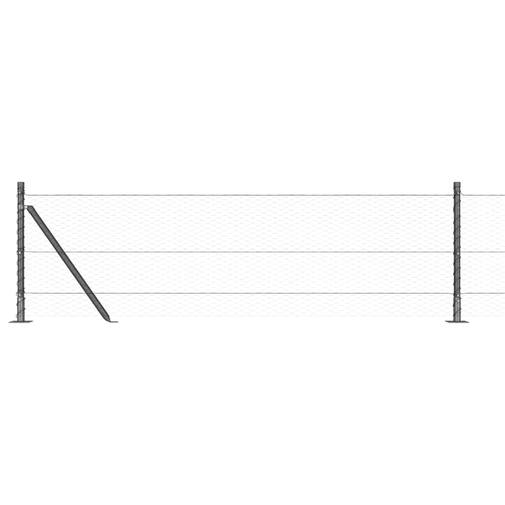 Heksagonalna ograda s betonskom osnovom 100 x 0,6 m Siva Mreža