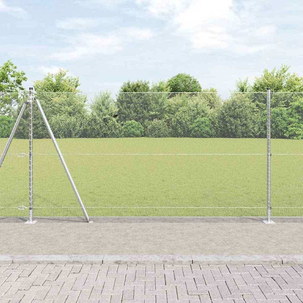 Heksagonalna ograda s betonskom osnovom 10 x 1,2 m Srebrna
