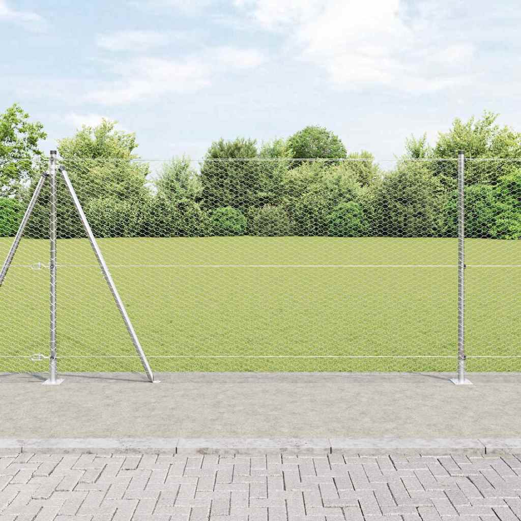 Heksagonalna ograda s betonskom osnovom 10 x 1,2 m Srebrna