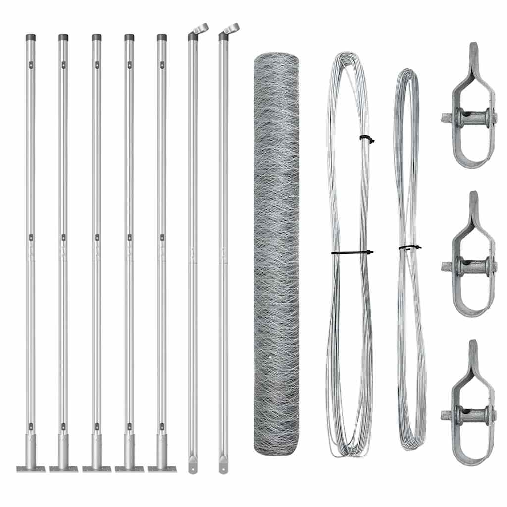Heksagonalna ograda s betonskom osnovom 10 x 1,2 m Srebrna