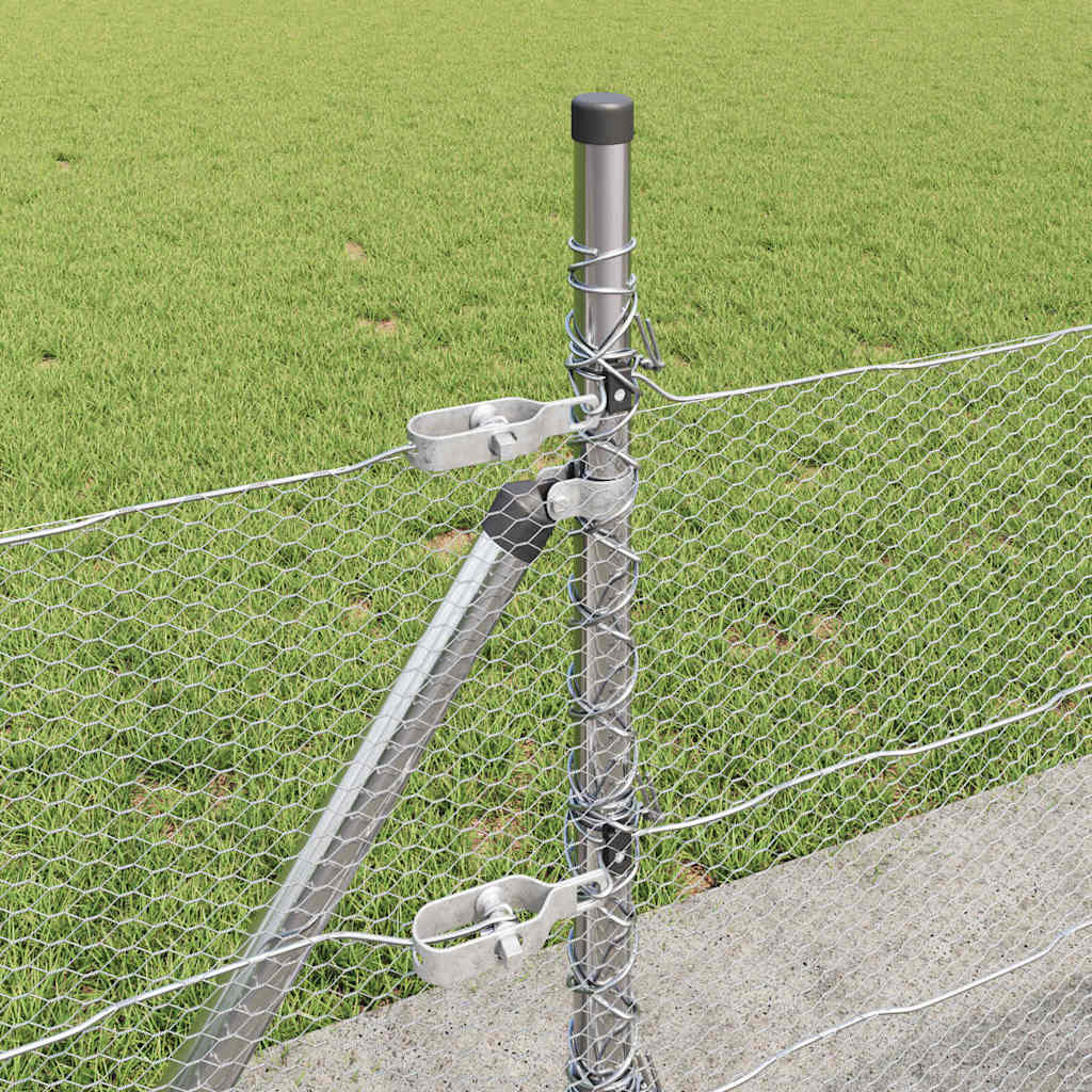 Heksagonalna ograda s betonskom osnovom 25 x 0,4 m Srebrna