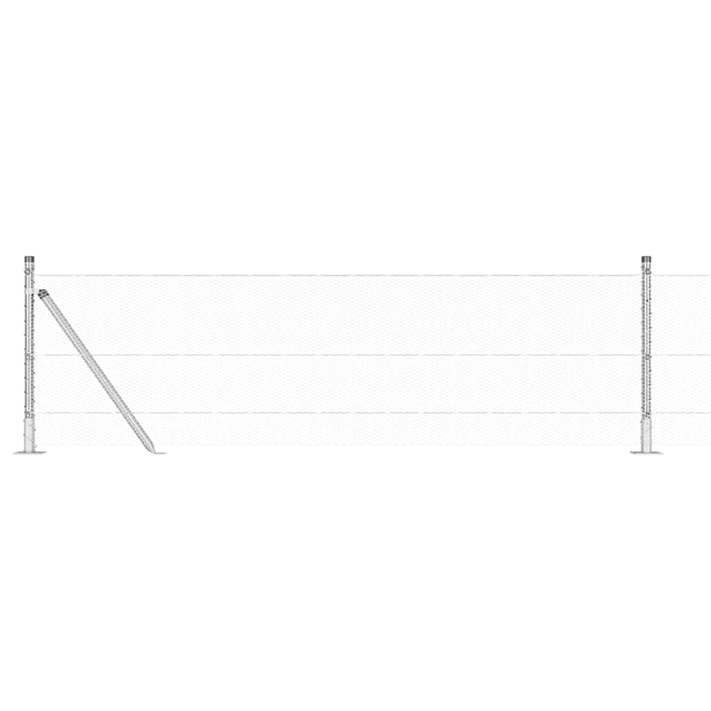 Heksagonalna ograda s betonskom osnovom 25 x 0,5 m Srebrna