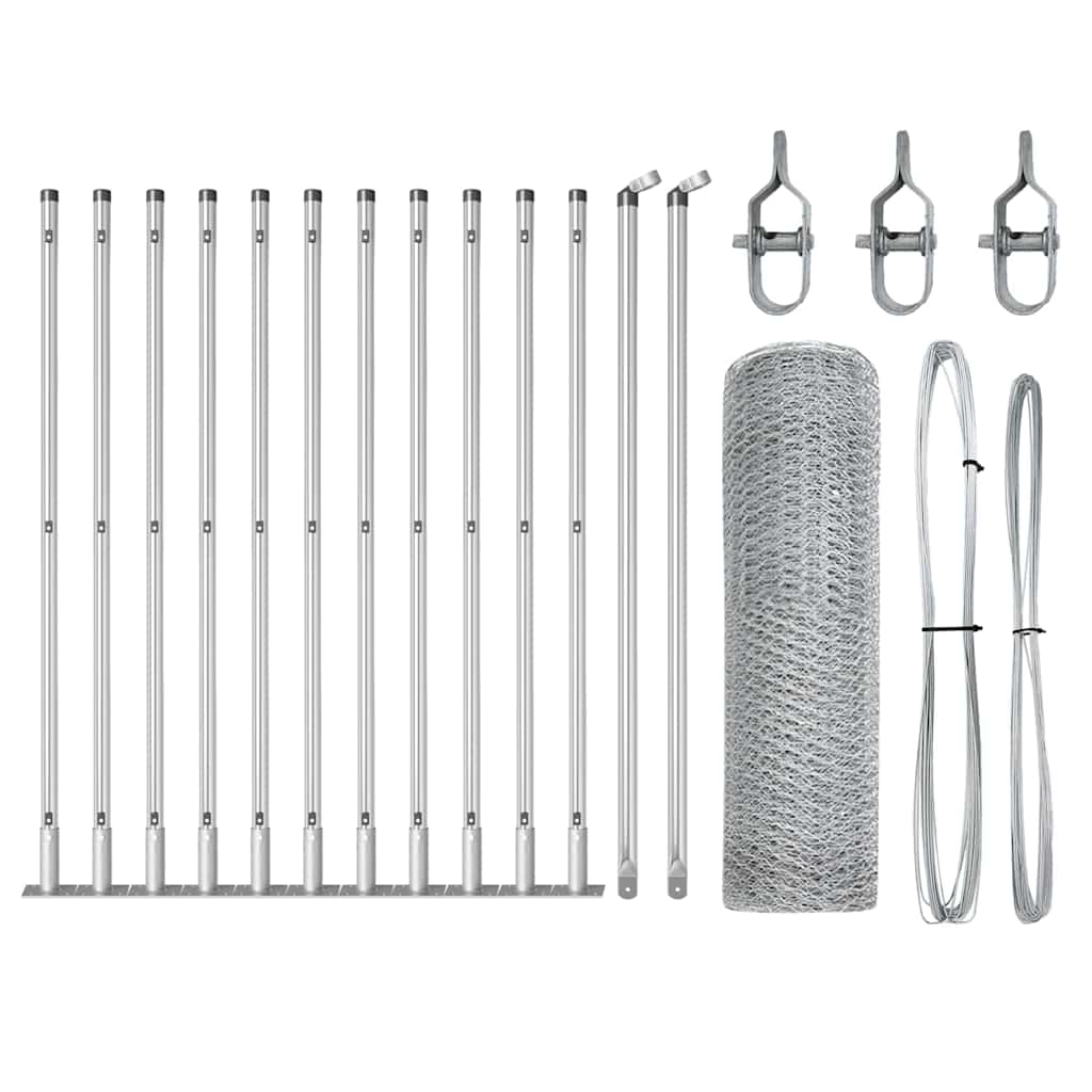 Heksagonalna ograda s betonskom osnovom 25 x 0,6 m Srebrna