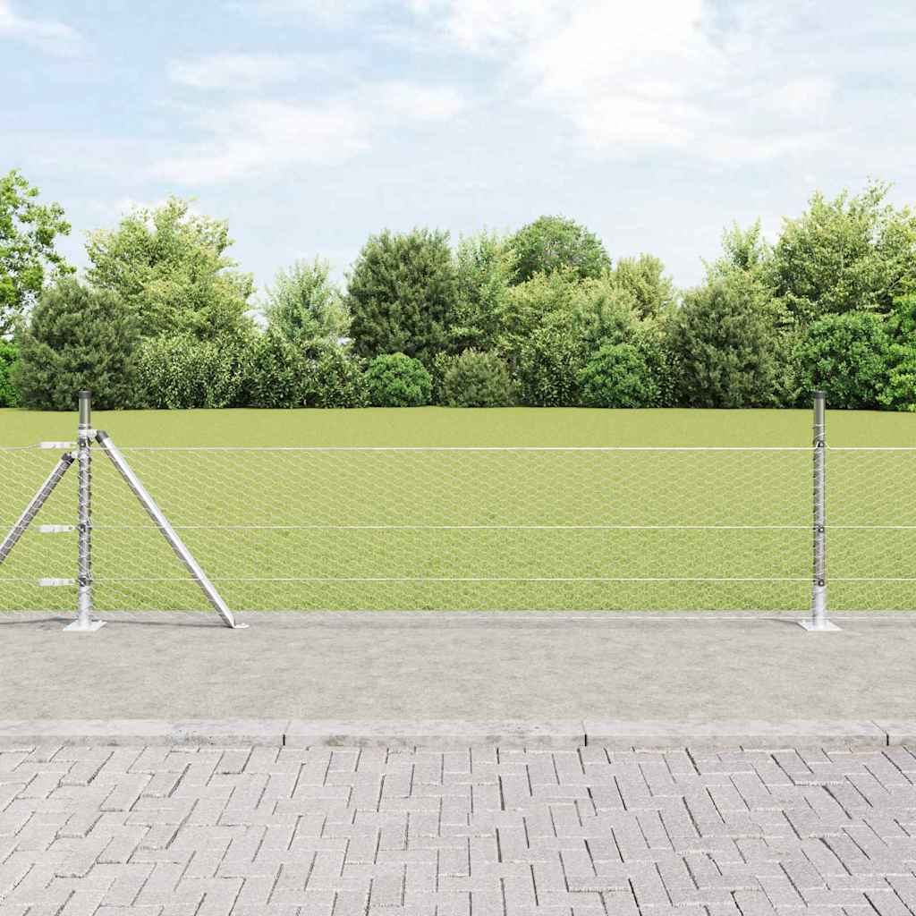 Heksagonalna ograda s betonskom osnovom 50 x 0,4 m Srebrna