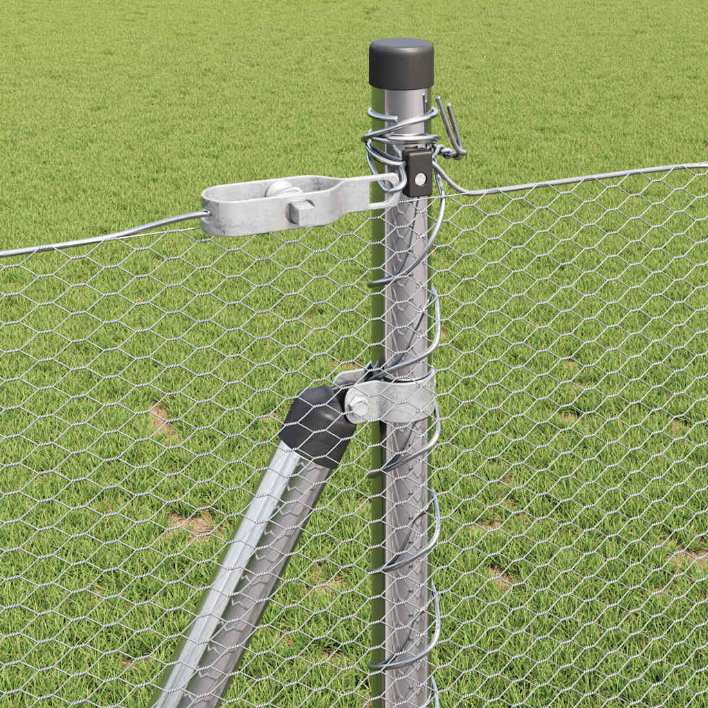 Heksagonalna ograda s betonskom osnovom 50 x 0,8 m Srebrna