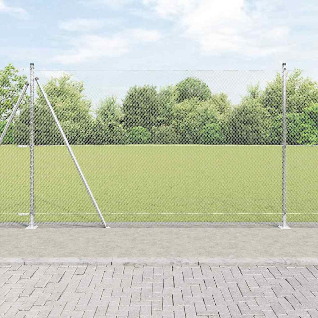 Heksagonalna ograda s betonskom osnovom 50 x 1,4 m Srebrna