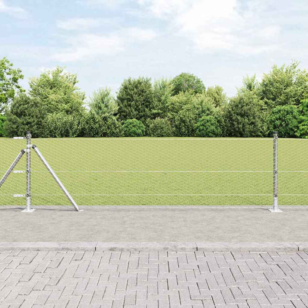 Heksagonalna ograda s betonskom osnovom 100 x 0,6 m Srebrna