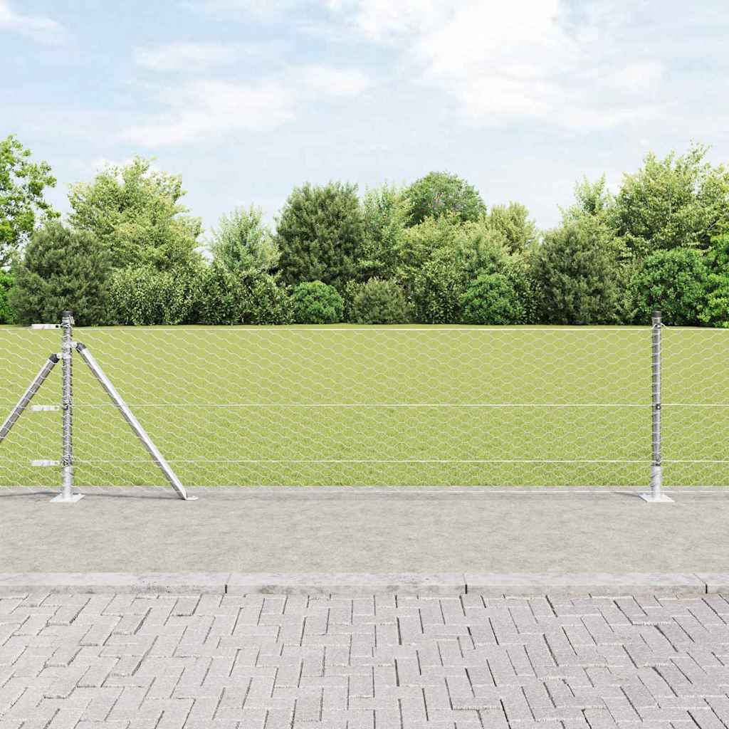 Heksagonalna ograda s betonskom osnovom 100 x 0,6 m Srebrna