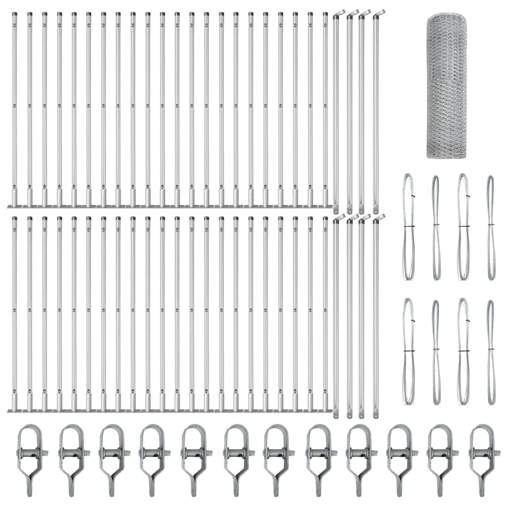 Heksagonalna ograda s betonskom osnovom 100 x 0,8 m Srebrna
